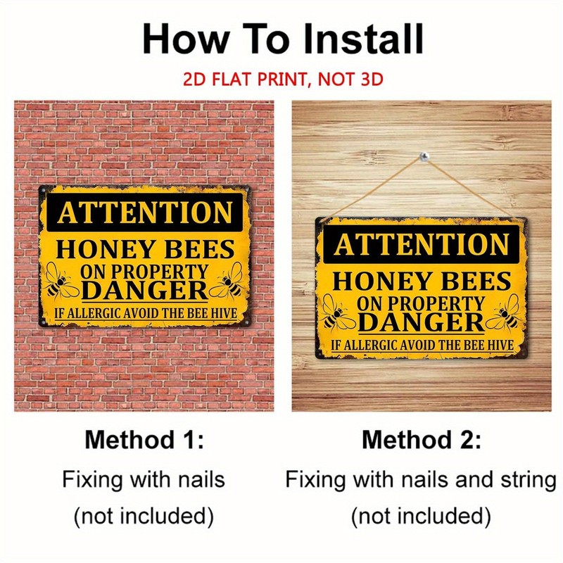 Honey Bees On Property Metal Sign Bee Hive Warning Outdoor Yard Decoration Gift gallery