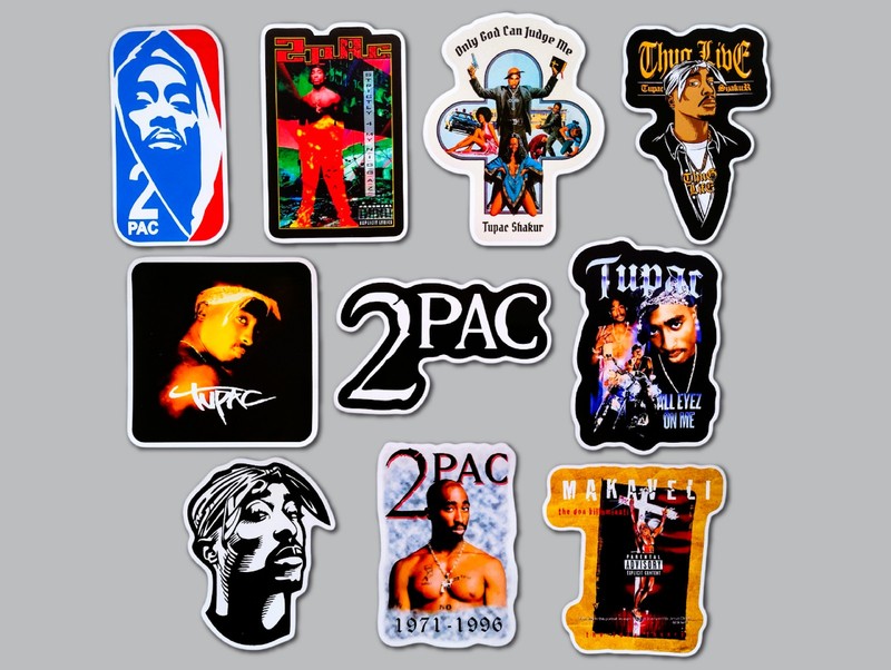 2Pac Vinyl Sticker Lot (10 Stickers) rapper west coast hip hop biggie nwa rap