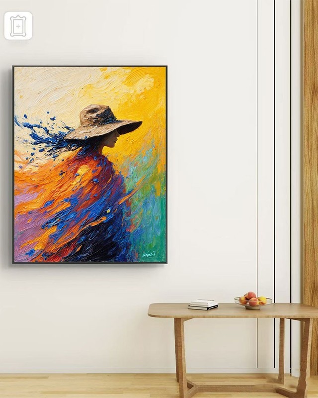 Sable Thread Modern Abstract Woman Sun Hat Canvas Print Fashion Wall Art 12*18 gallery