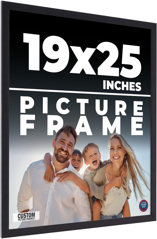 19×25 Frame Black Real Wood Picture Frame Width 0.75 inches | Interior Frame Dep