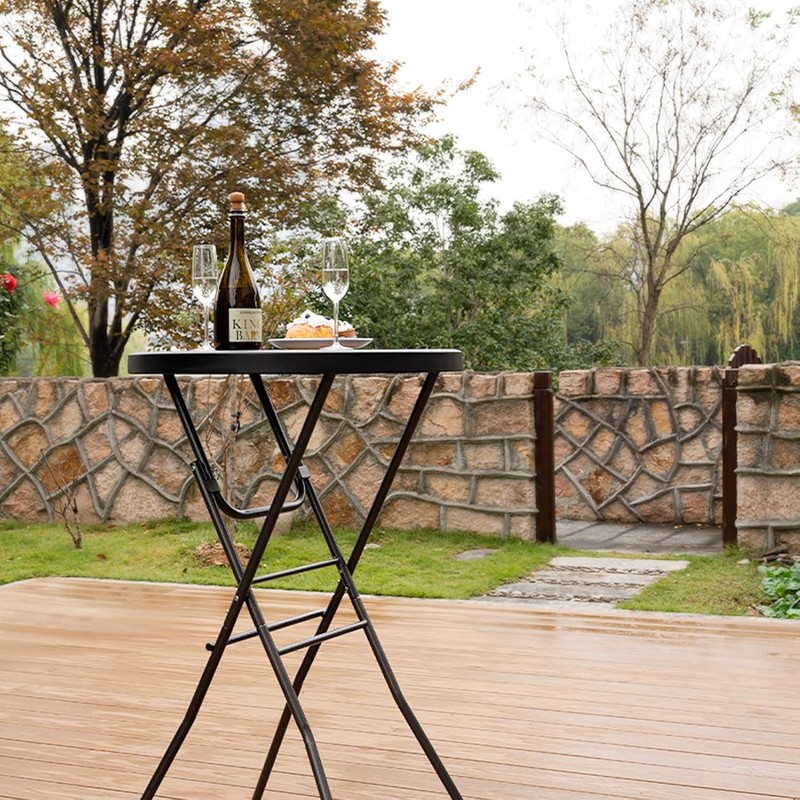 Cocktail Table 28in High Round Folding Indoor Outdoor, Plastic Bar Height gallery