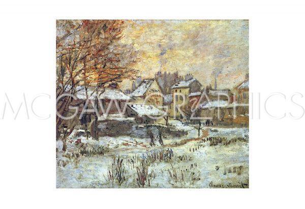 MONET - SNOW EFFECT, SUNSET - ART PRINT POSTER 19" X 13" (2042) gallery
