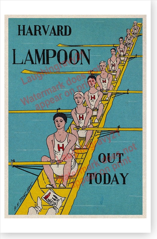Harvard Lampoon Out Today Rowing Team Retro 1895 Alfred Moe Poster
