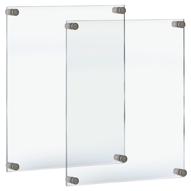 105530SLV2PK Floating Acrylic Wall Frame with Silver Stand Off Caps 22″ x 28″…