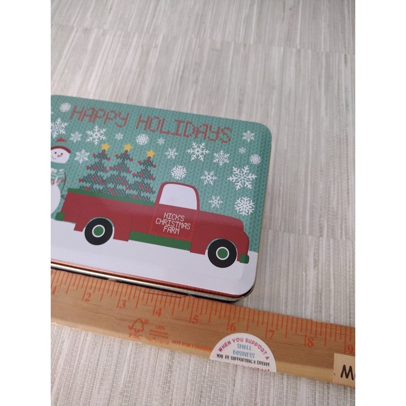 Tin Christmas Rectangular Container Multipurpose Gift Cookies Colorful 6x4X2.5 gallery