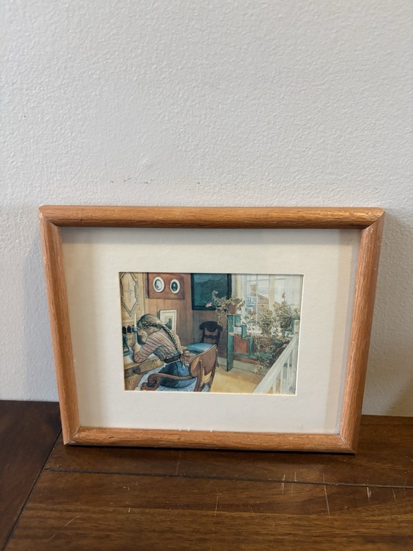 Vintage Framed Wall Art Print of “Letter-Writing" (1912) by Artist Carl Larsson gallery