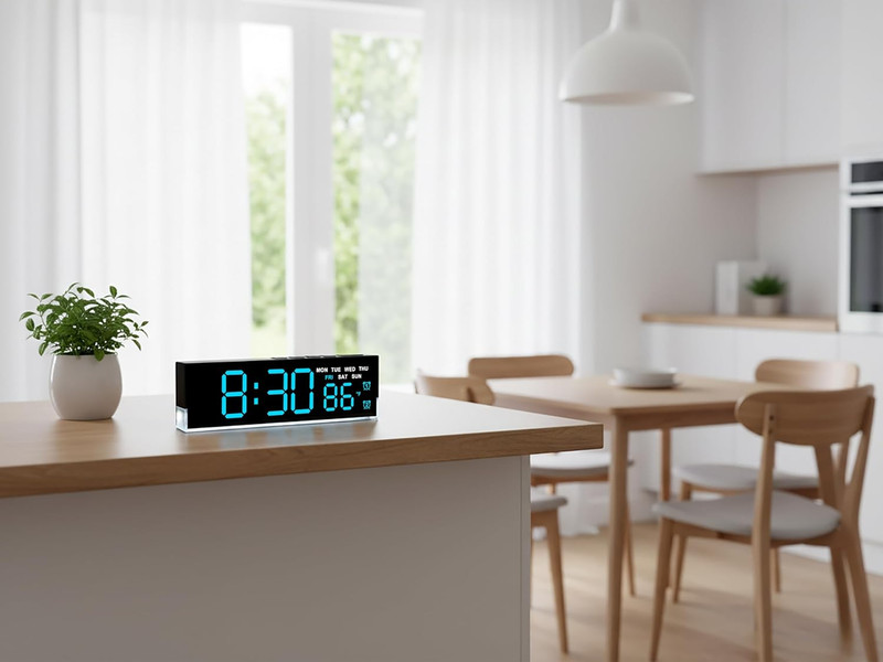 7 Inch Modern LED Digital Alarm Clock with Dual Alarms & Soft Bottom Light｜Displ gallery
