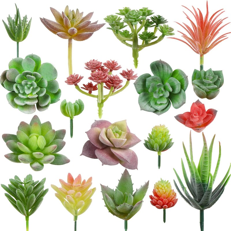 18pcs Mini Artificial Succulent Plant,Flocked Faux Succulent for Floral Wall …