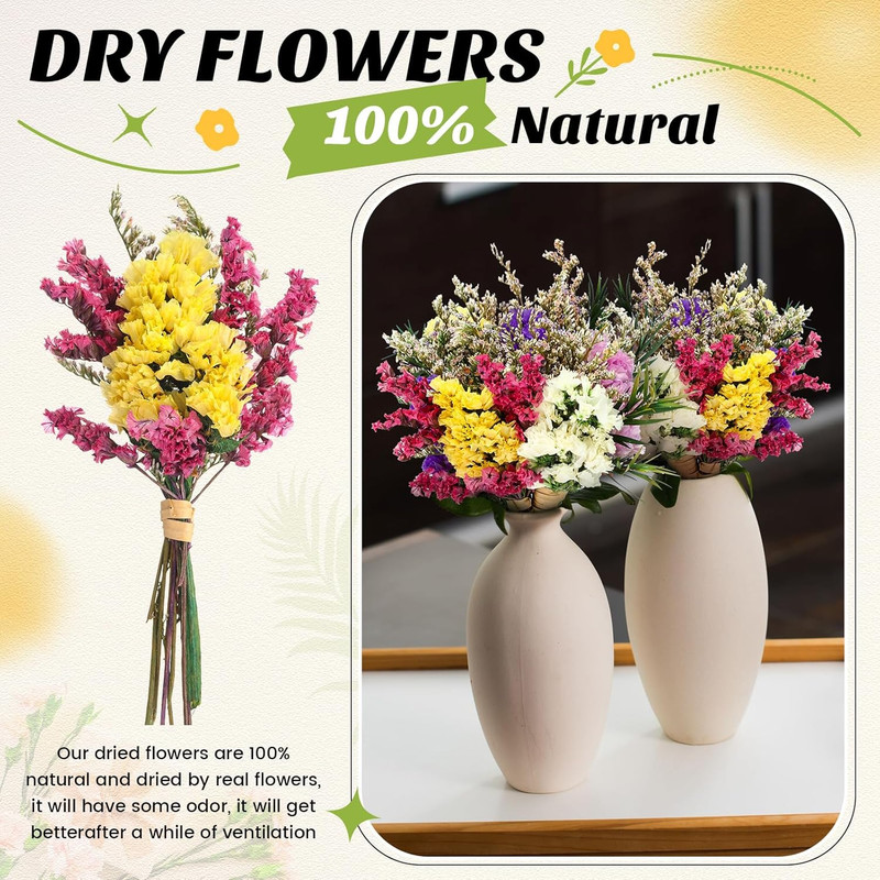 30 Pcs Mini Dried Floral Bouquets with Stem for Vase, Wedding, DIY Decor gallery