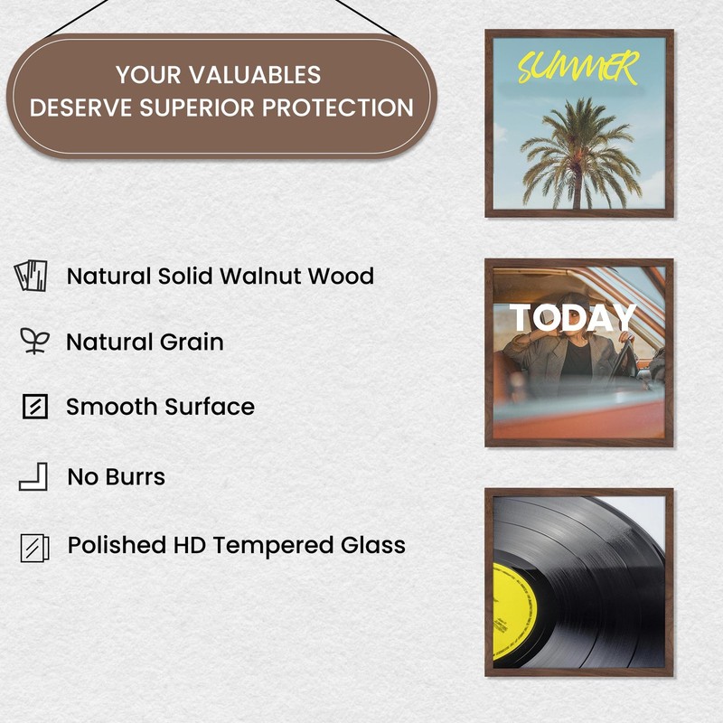Vinyl Record Frame Natural Walnut Wood for 12.5 X 12.5 Inches LP Record Album... gallery