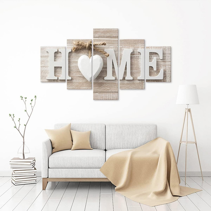 5-Piece HOME Love Canvas Wall Art – Modern Abstract Decor for Any Room
