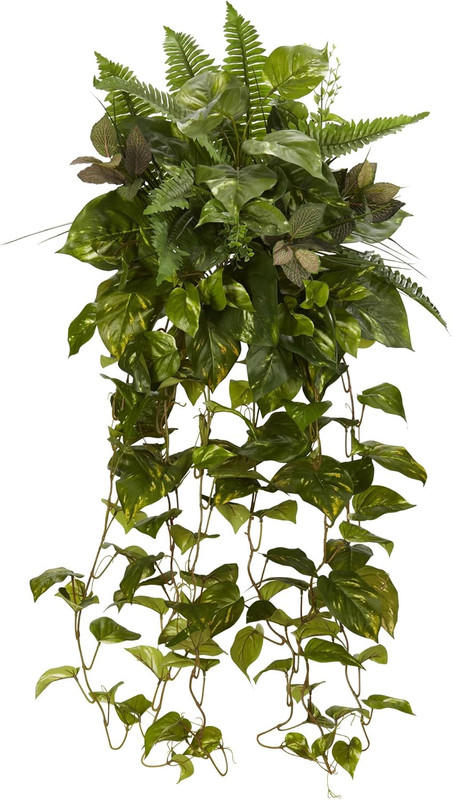 36In. Mixed Greens Hanging Artificial Plant (Set of 2) gallery