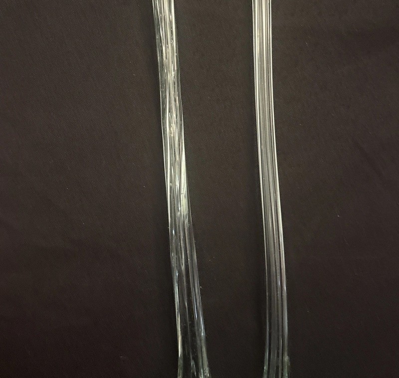 VTG: Blown Glass Clear Trumpet Lily Over 12” Long Stem Murano Style Art Flower gallery