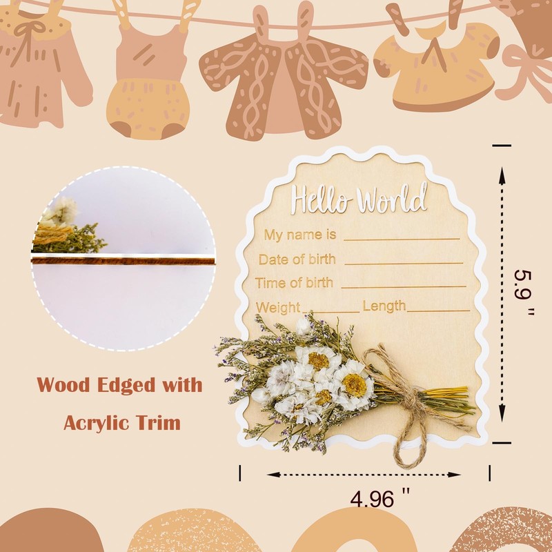 Daisy Newborn Announcement Sign - Baby Hospital Photo Prop Wooden Board Card ... gallery