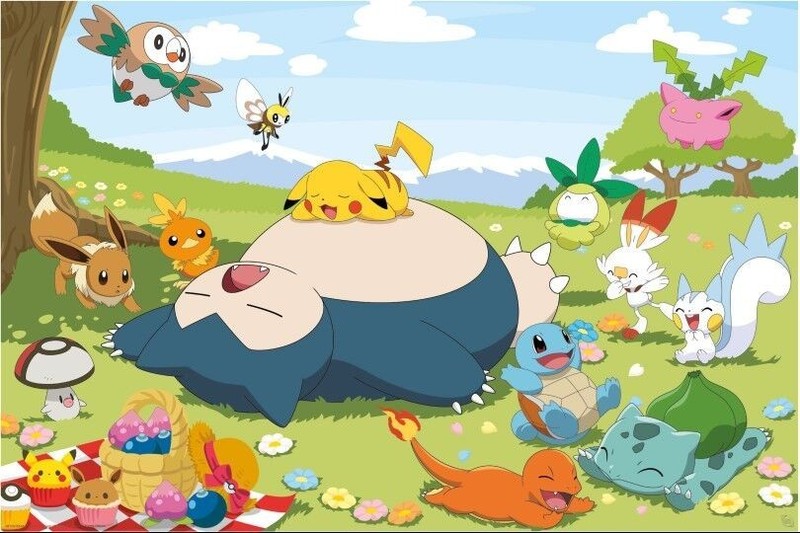 Poster Studio B – Pokemon Snorlax Pikachu Charmander Panic Anime 24×36″ NEW