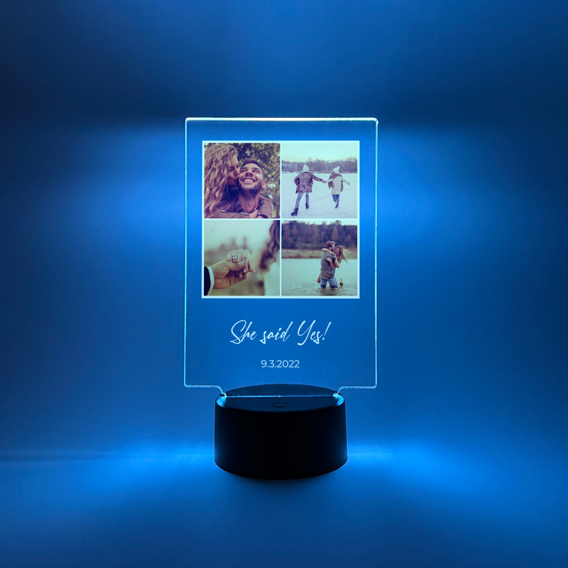 Personalized 4 Picture Collage LED Night Light Up -Engagement, Family, Gift gallery