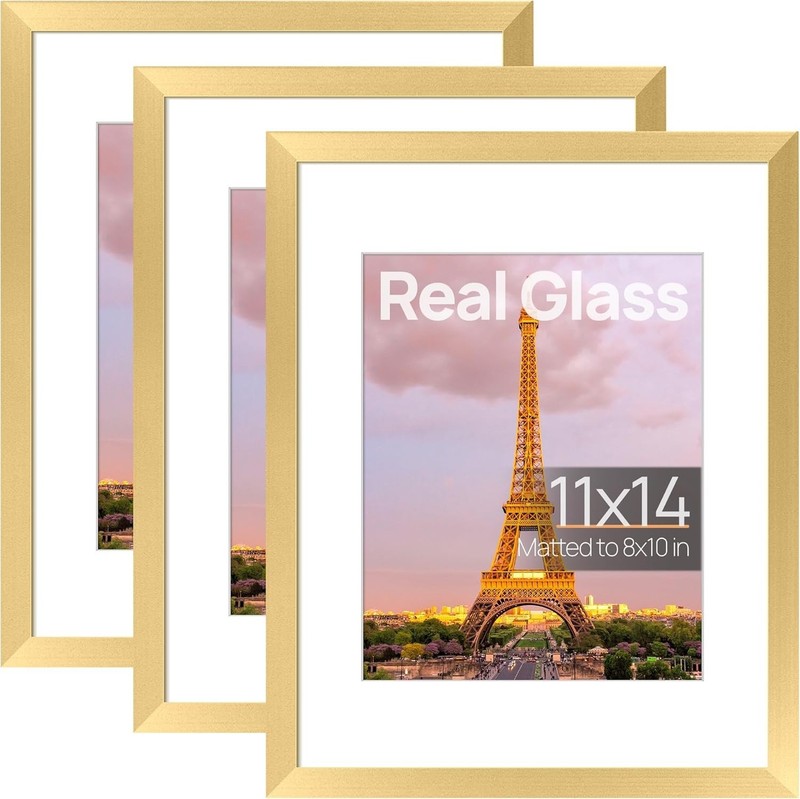 upsimples 11×14 Picture Frame Set of 3, Made of High Definition Glass for 8×10
