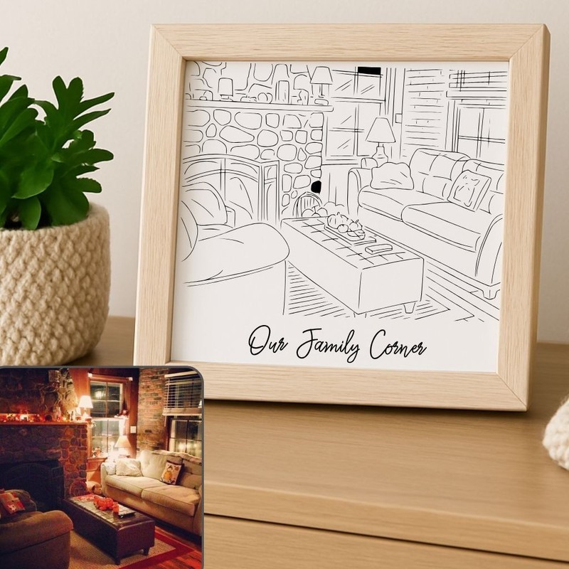 Framed Laser Engraved Custom Memorable Place Portrait from Your Photo on Wood gallery