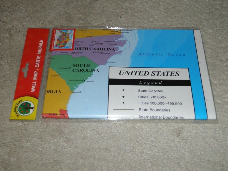 Wall Map of the United States, Texas Florida etc., 39.4" x 27.5" Poster Size TT gallery