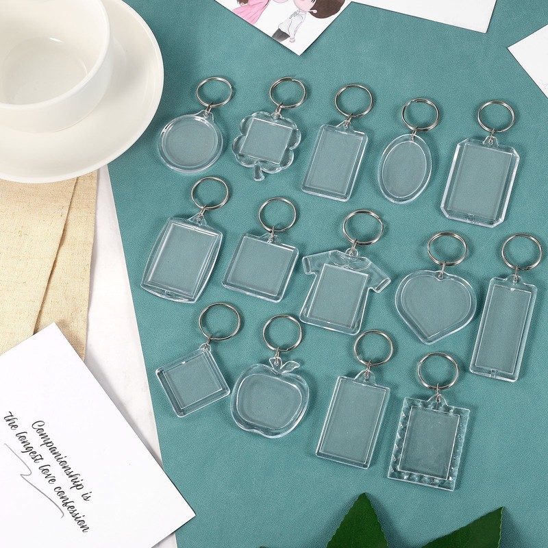 10 Pcs Photo Frame Keyring, 1.6 x 1.6 Inch Square Photo Keychains gallery