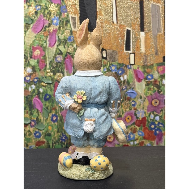 Bently Bunny 1994 Easter Bunny Rabbit Figurine Blue Coat Eggs Flowers Gentleman gallery