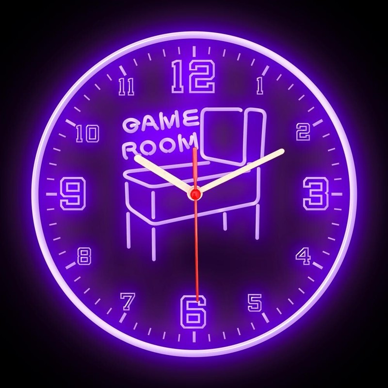 Game Room Pinball Arcade Man Cave Home Decor Colorful Flexible Neon Clock 10" gallery