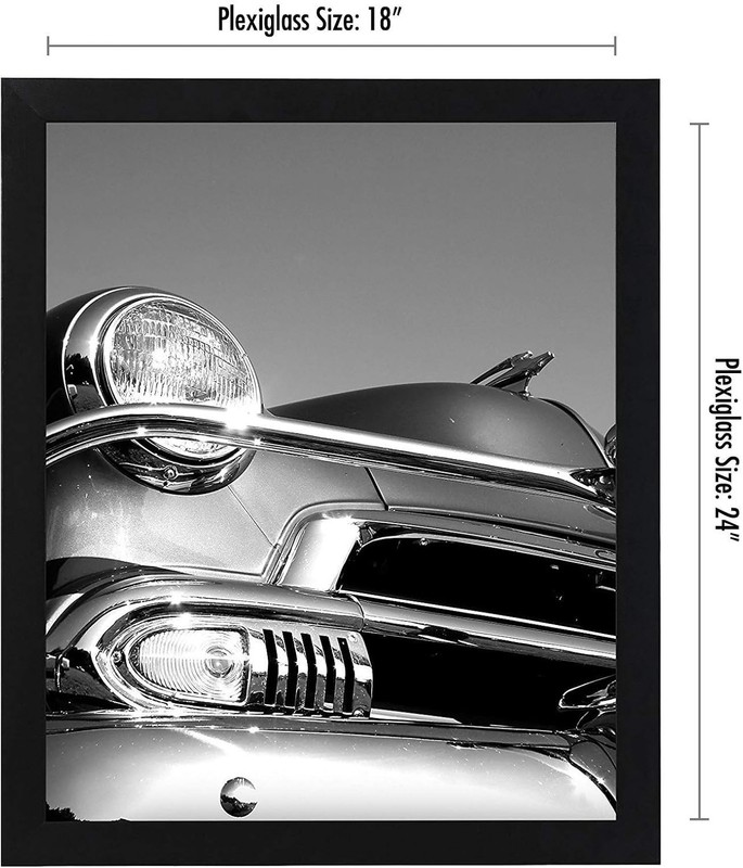Elegant 18x24 Black Picture Frame with Polished Plexiglass for Wall Display gallery