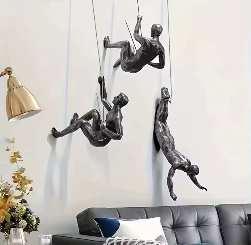 3pcs Modern Hanging Wall Figurine, Retro Stylish Resin Statue for Home gallery