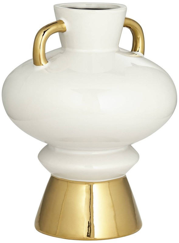 Empress 13" High White Ceramic Vase with Handles gallery