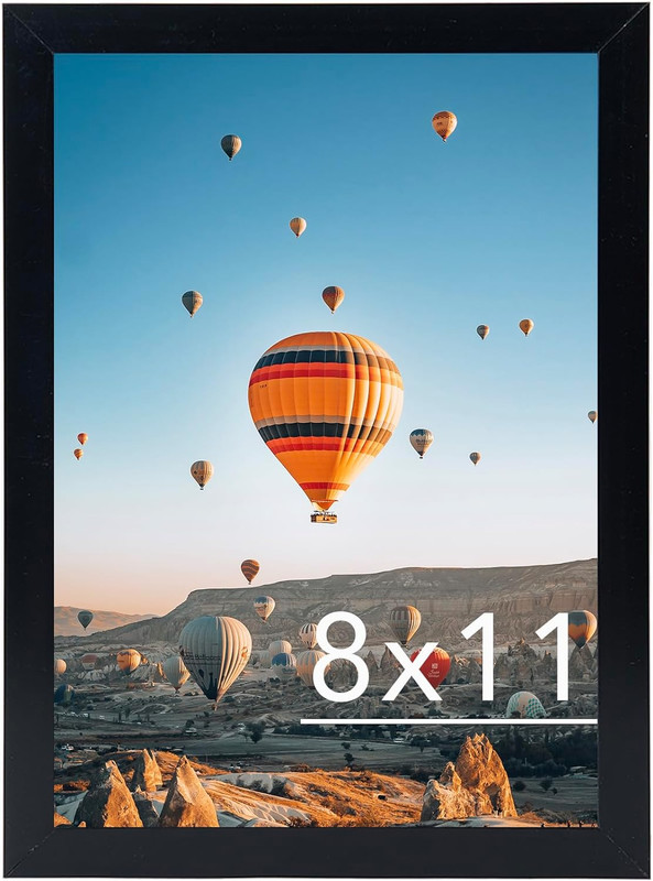 8X11 Picture Frame Black for Wall Hanging or Tabletop Wall Mounting Horizontally
