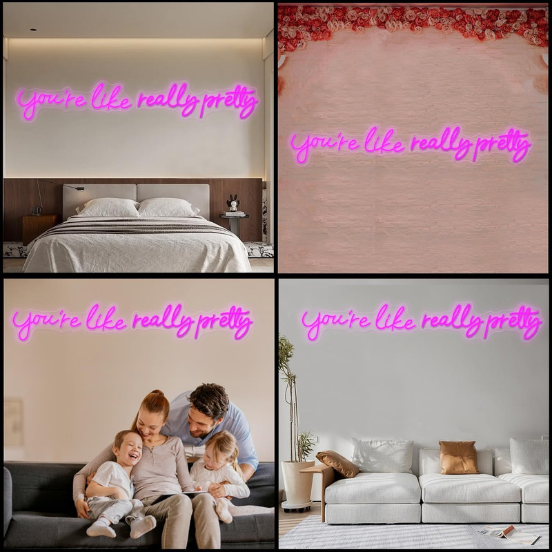 You'Re like Really Pretty Neon Signs for Wall Decor, 56.34 Inches Pink Light up gallery