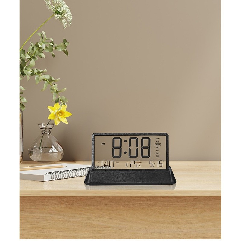 Snooze Alarm Digital Alarm Clock Compact Desk Size Time Date Week Display gallery
