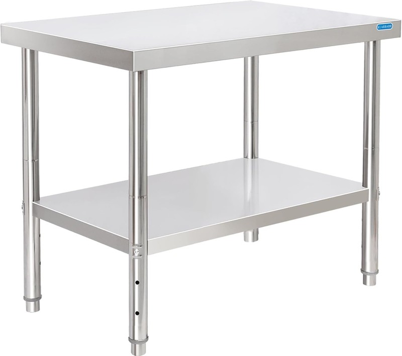 Stainless Steel Table for Prep & Work with Undershelf 24 x 36 Inches NSF Metal