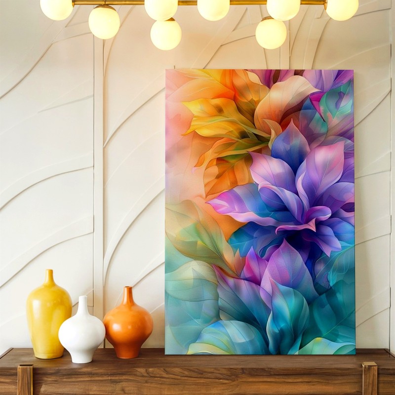 Wall Art Abstract Floral Canvas Print Colorful Petals Modern Home Decor 30x60 gallery