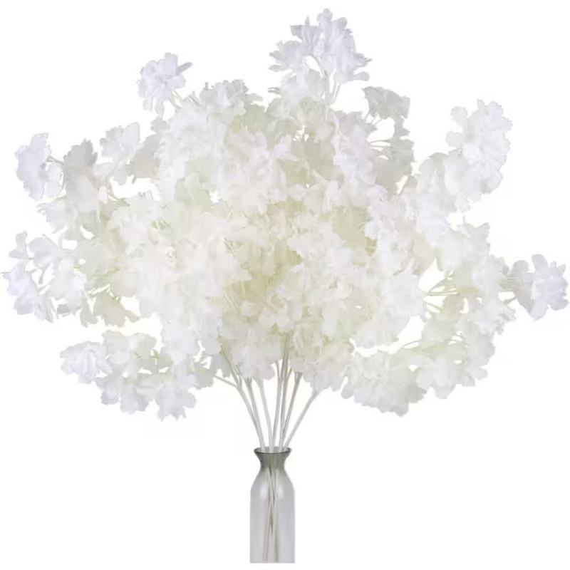 2 In. 35 In. White Artificial Cherry Blossom Branch Stem for Tall Floor Vase, Ho