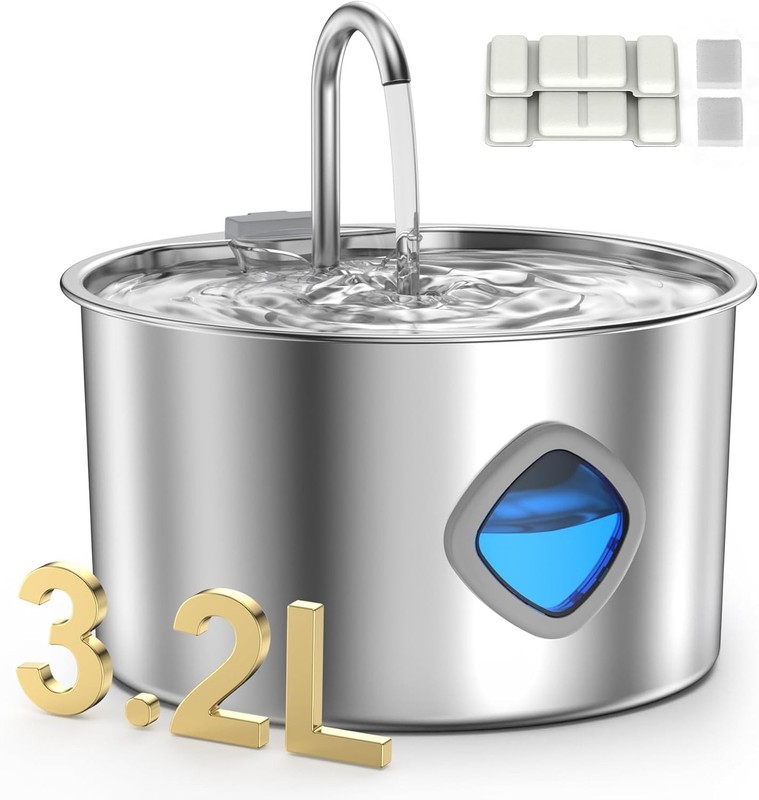 Cat Water Fountain 3.2L Stainless Steel Automatic Pet Dog Drinking Dispenser