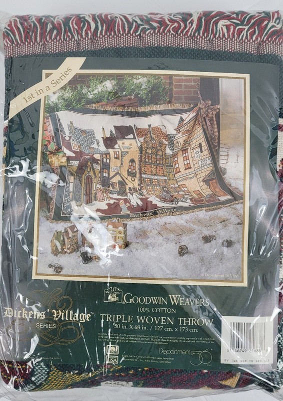 Vtg Dept. 56 Goodwin Weavers Dickens’ Village 1st in Series Triple Woven Throw