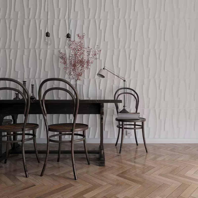 19-5/8"W X 19-5/8"H Brick Wave Endurawall Decorative 3D Wall Panel, White, (50-P gallery