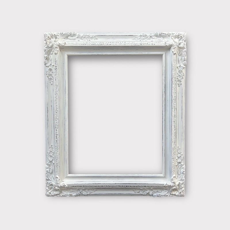 22 x 28 In Stock-Traditional compo XL ornate corners wood frame,distressed WHITE gallery