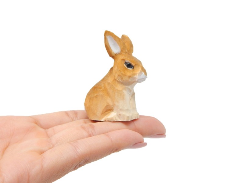 Brown Rabbit Bunny Figure Miniature Statue Sculpture Decor Garden Cake Topper