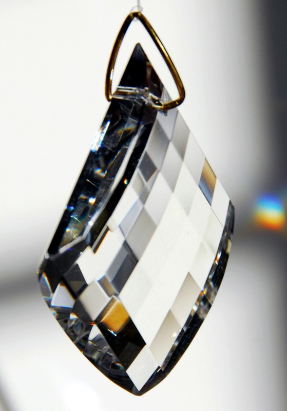 40mm Checker Board Faceted Crystal Clear Prism Suncatcher 1-9/16" gallery