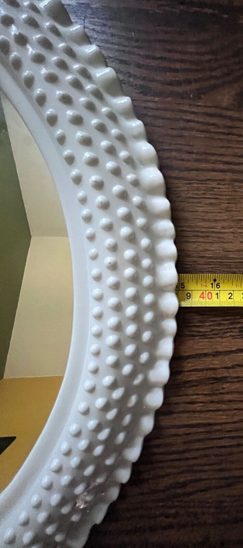 Vintage 18" x 15" Burwood Bright White Ruffled Edge Hobnail Mirror #2657 USA EUC gallery