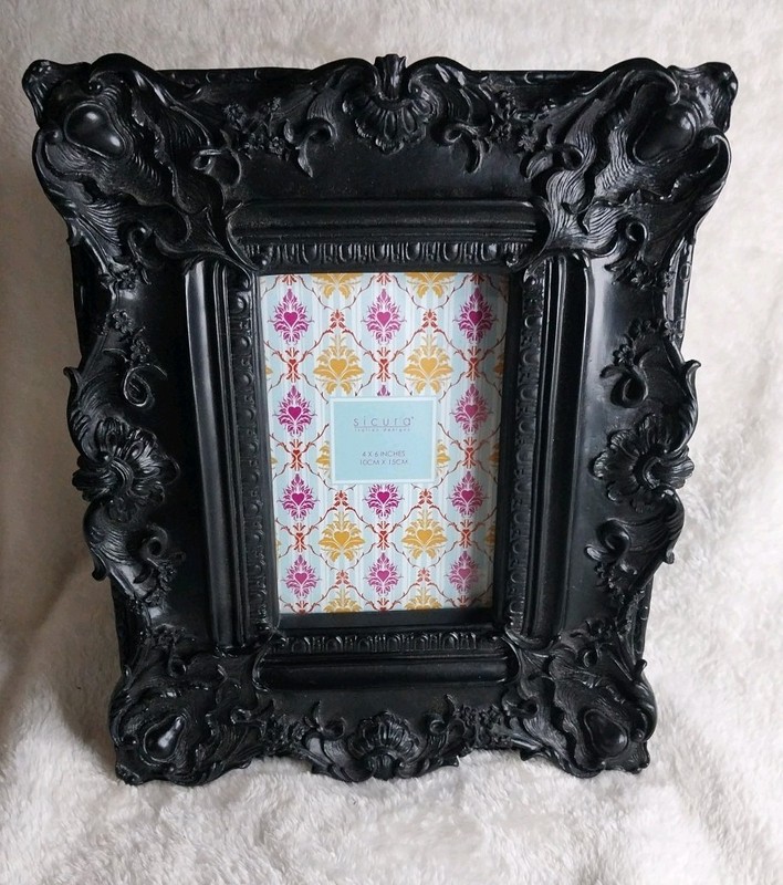 Black Ornate Picture Frame – Sicura 4×6 Photo Size – Frame 9″ x 11″ – Heavy