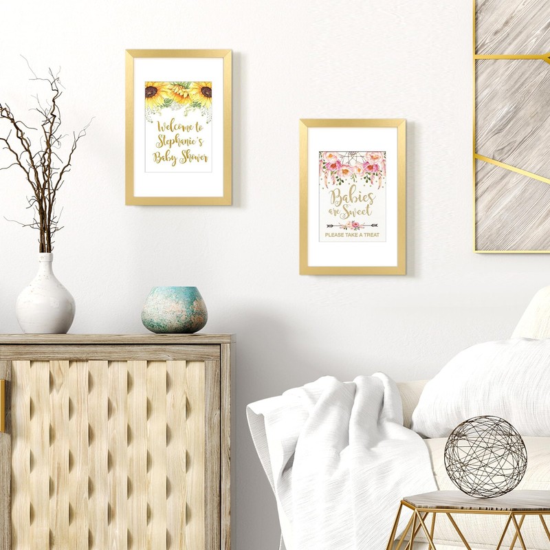 Gold Picture Frames Set Of 5, 8x12 And 6x8 With Mat gallery