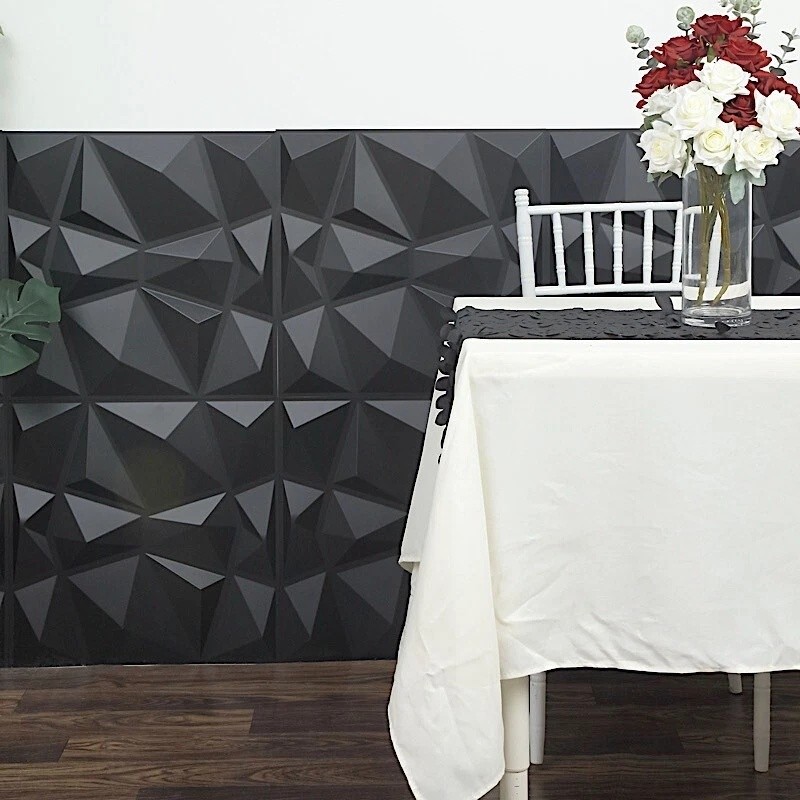 10PCS 3D Wall Panels Diamond Design Textured Accent PVC Wall Background Decor gallery