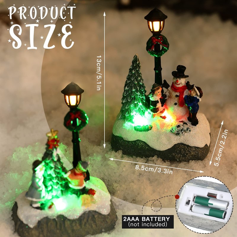 Karenhi Christmas Village Sets, 2 Pcs Snowman Tree Santa Multicolor gallery