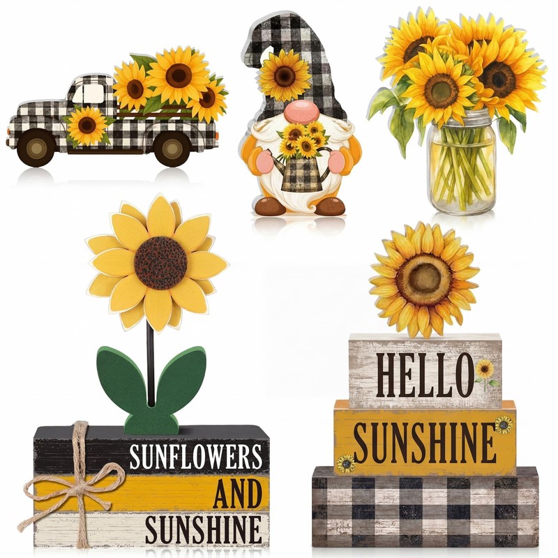 11 Pcs Sunflower Table Decorations Sunflower Tiered Tray Decorations Set Car …