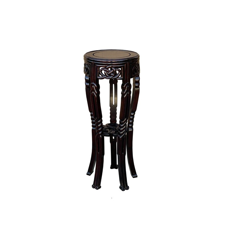 Oriental Round Brown Twist Knot 5 Legs Plant Stand Pedestal Table ws3933