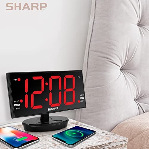 SHARP Digital Alarm Clock, 8.9" Extra Large LED Clock with Tilt and Swivel gallery