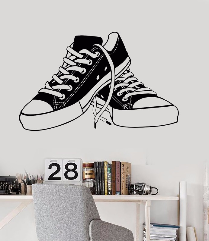 Vinyl Wall Decal Sneakers Teenager Shoes Shoe Shops Teen Room Stickers (726ig)